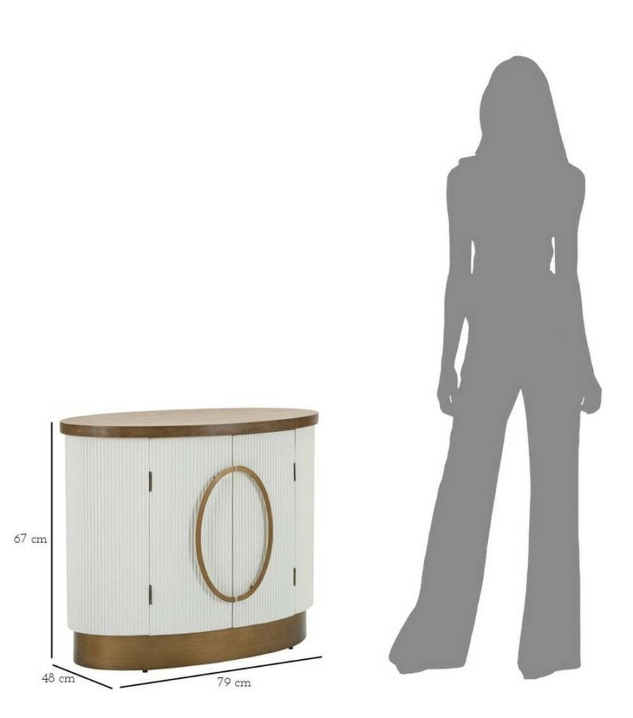 Credenza Kolinsky, Buffet da soggiorno, Madia da salotto, Dispensa da cucina, 79x48 h67 cm, Bianco e Marrone