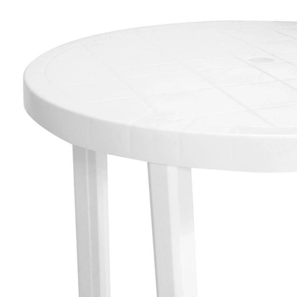Trade Shop - Tavolo Da Giardino Bianco Rotondo In Plastica 90x72cm Resistente Arredo Esterno 008942 -