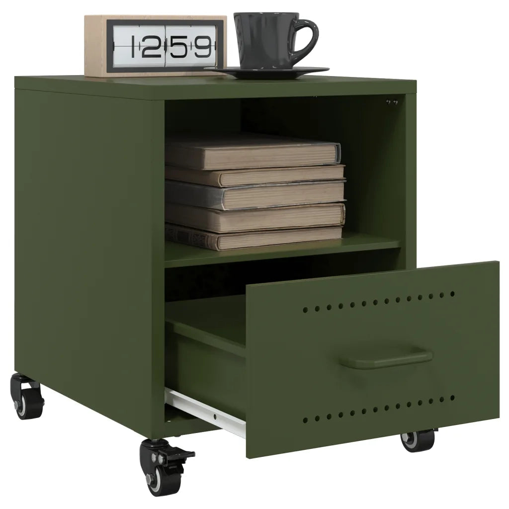 vidaXL Comodino Verde Oliva 36x39x43,5 cm in Acciaio
