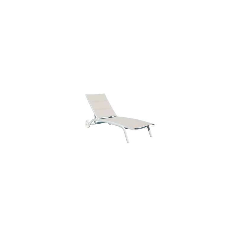 Lettino Con Ruote Alluminio Sandy/Text 2X1 Imbottito Ecru - 5 Posizioni Moia