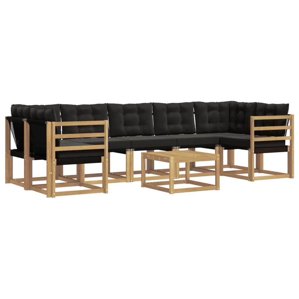 Set di divani da esterno con cuscino 8 pcs Bianco e Nero 3389298
