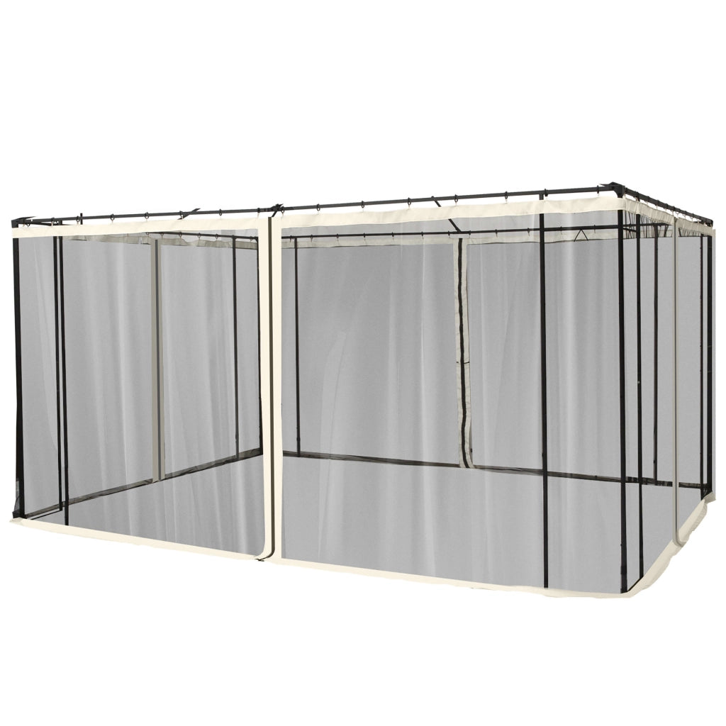 Zanzariera per Gazebo Tende di Ricambio Universale con Cerniere, 335x207cm - Nero e Beige