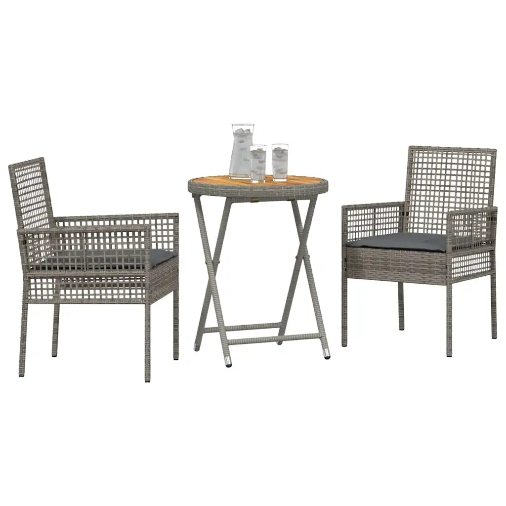 Set Bistro da Giardino 3 pz | Set Salotto da Giardino Grigio polyrattan