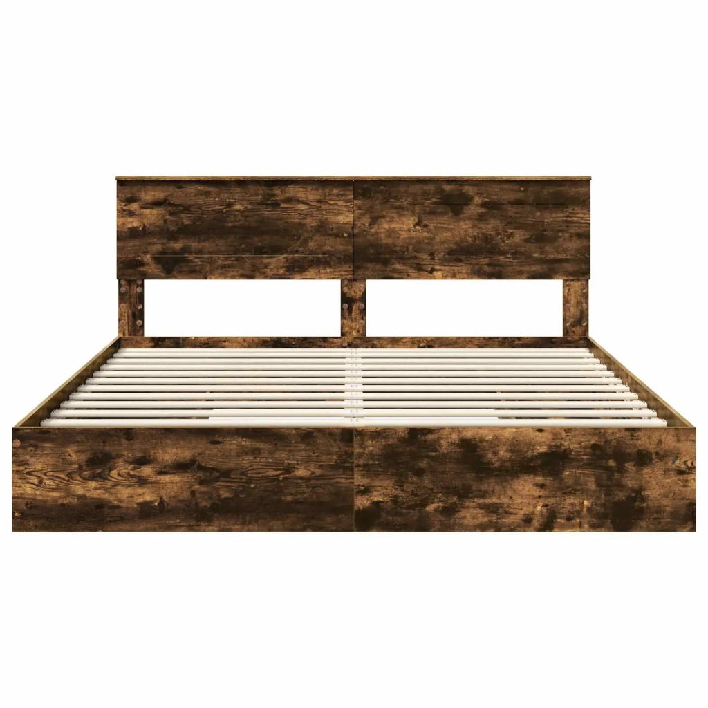 Letto con Contenitore con testiera Rovere fumé 180 x 200 cm