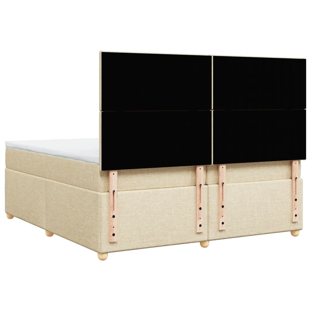 Giroletto a Molle con Materasso Crema 200x200 cm in Tessuto