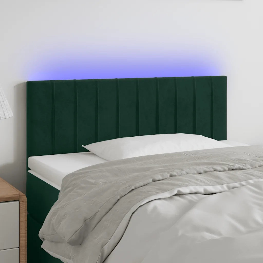 Testiera a LED Verde Scuro 80x5x78/88 cm in Velluto