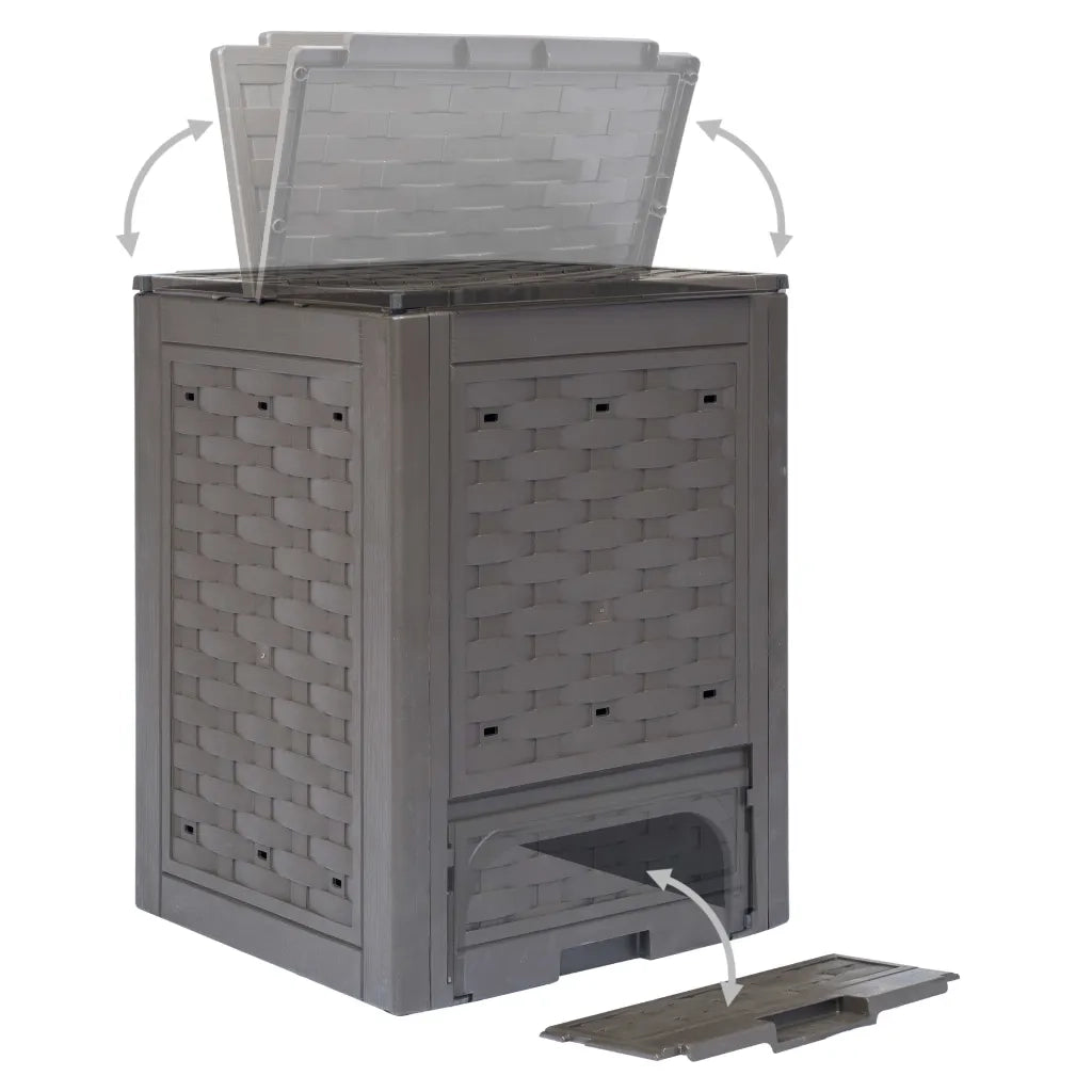 Compostiere 3 pz Marrone 60x60x83 cm 900 L Rattan di Plastica 278918