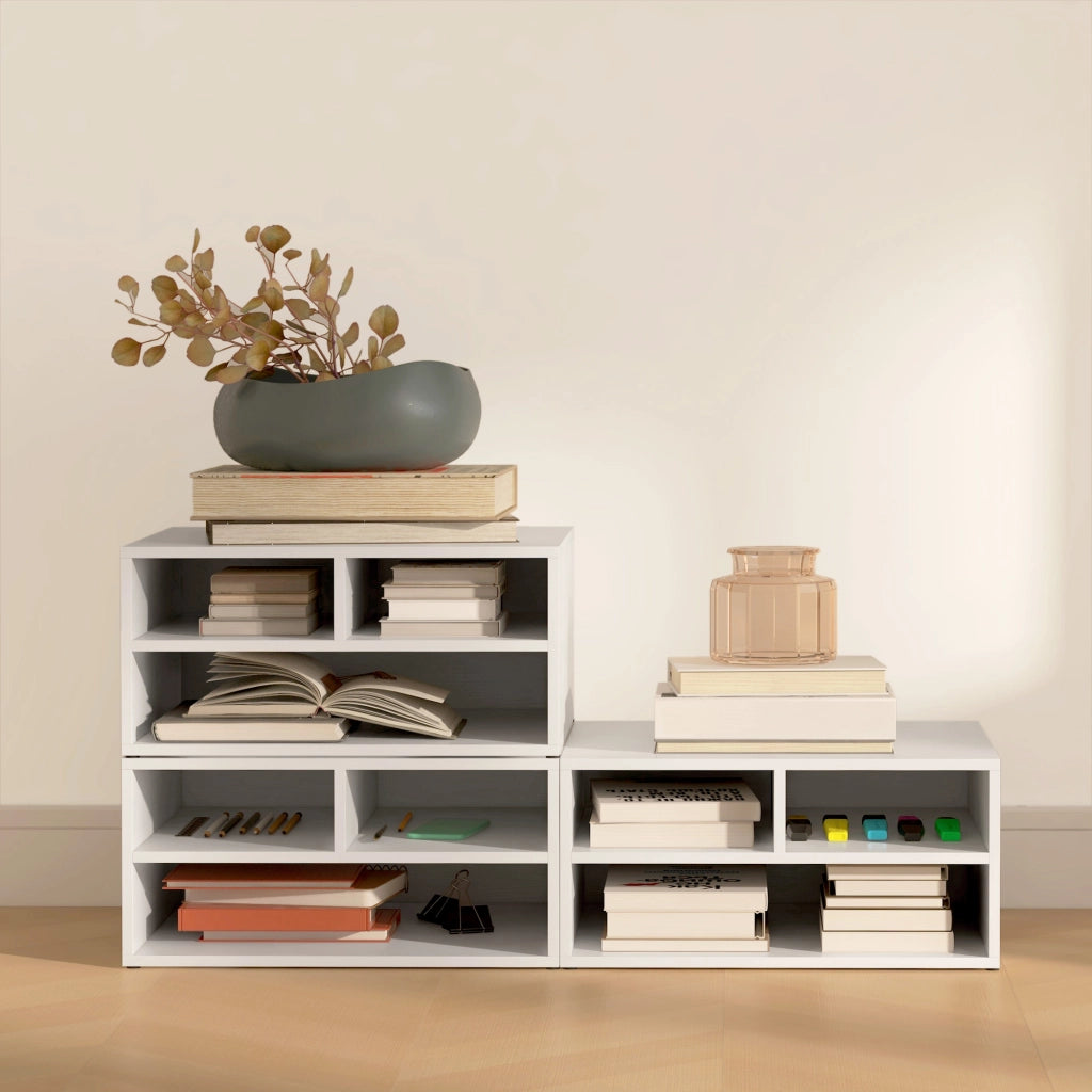 Mobile Porta Stampante con 3 Ripiani a 2 Livelli 47x40x22,5 cm in Truciolato Bianco