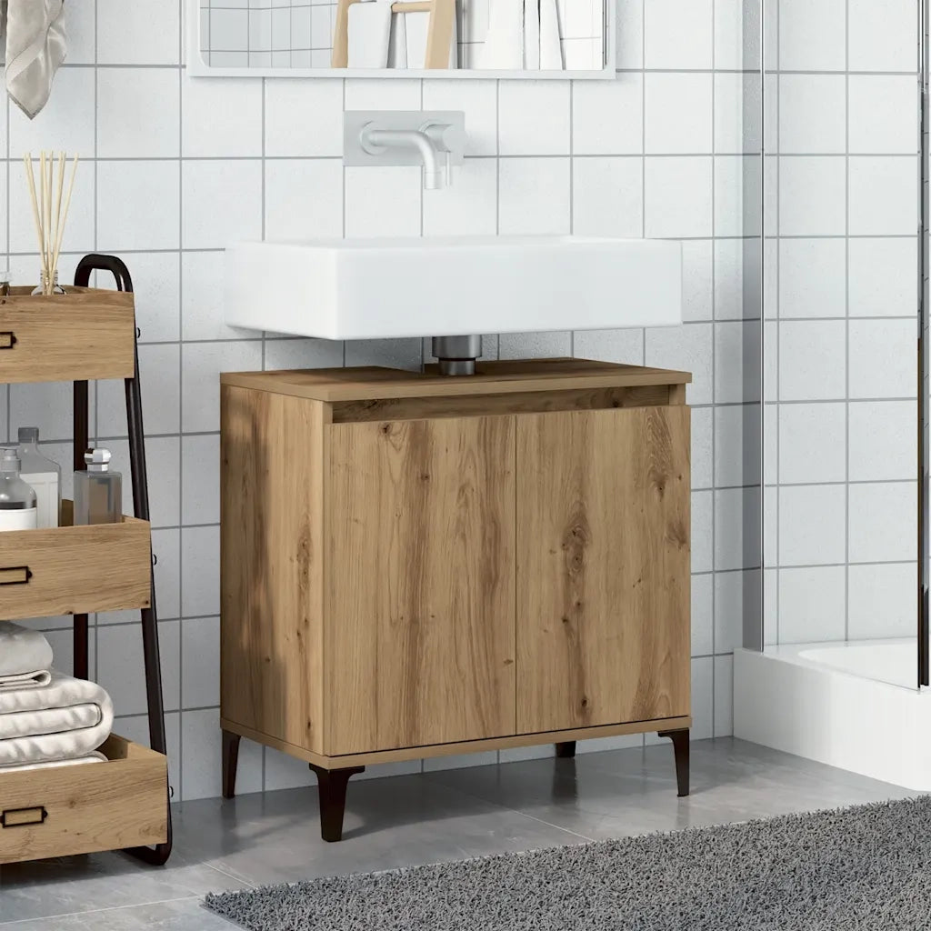 Mobile Lavabo Rovere Artigianale 58x33x60 cm Legno Multistrato