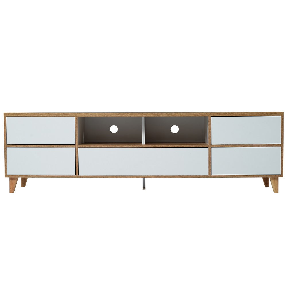 Armadio TV moderno - Xylo - 175 cm - Bianco - Venature legno