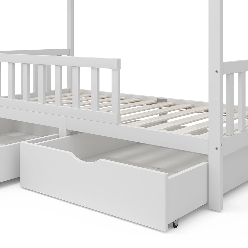 Vitalispa Letto montessori bambini Bianco 80x160 cm con 2 cassetti