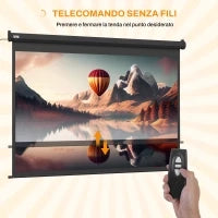 Schermo per Proiettore 100" Formato 4:3 Regolabile con Telecomando, 203x152cm, Nero