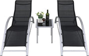 Set di Sedute Estive - Inclusa Tavola Laterale - Progettazione Ergonomica - Adatto per l'Esterno - Nero