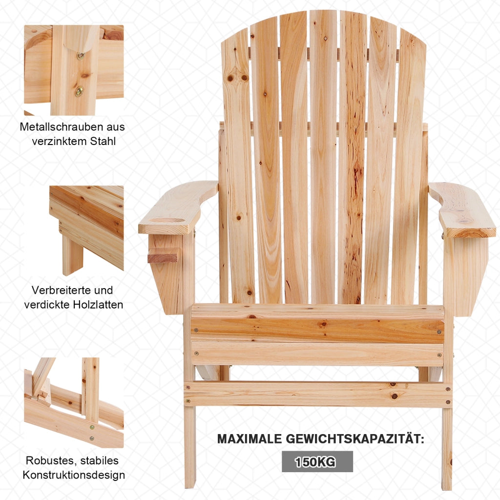 Sedia da giardino Adirondack con portabicchieri sdraio da giardino con balcone sedia da balcone in legno massiccio naturale 72 5 x 97 x 93 cm