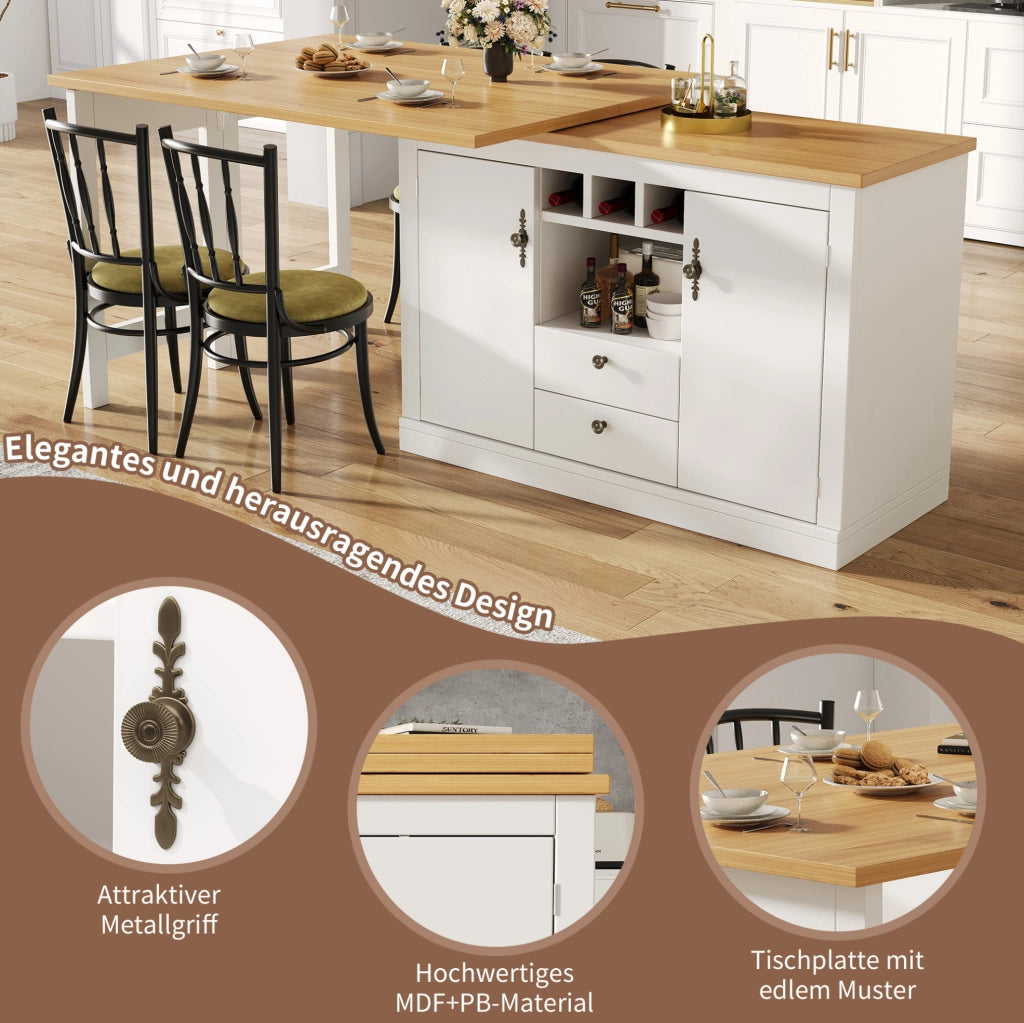 Tavolo bar estensibile con contenitore 120-180 cm bianco
