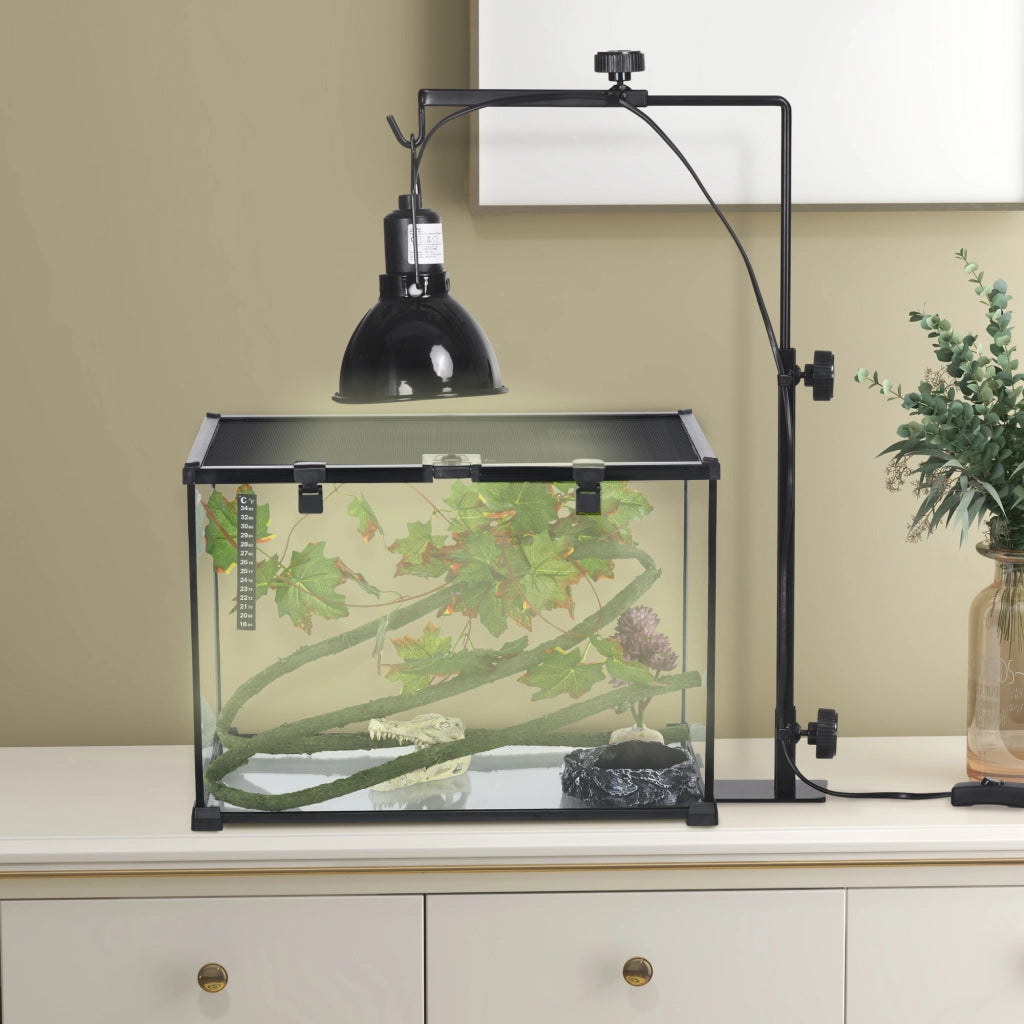 Lampada Riscaldante per Rettili Regolabile - Zephmum - Nero Acciaio 32x9x67 cm