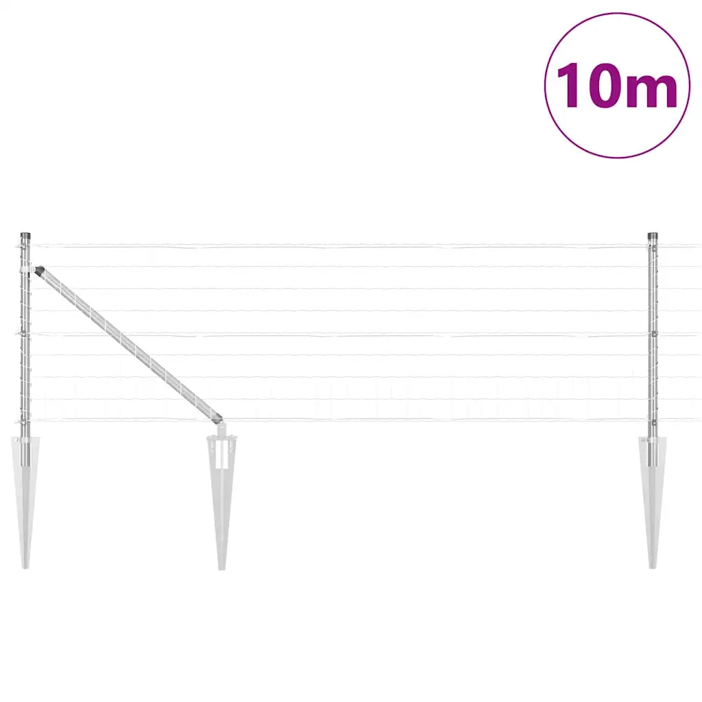 Recinzione con Posto Argento 0,8 x 10 m Acciaio
