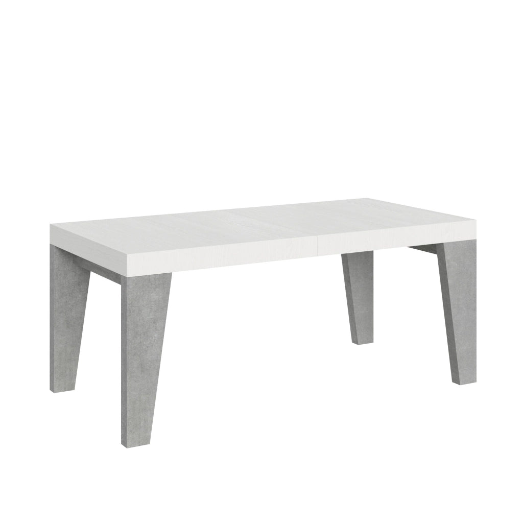 Tavolo Allungabile 180/440x90x77 cm Naxy Mix piano Bianco Frassino gambe Cemento