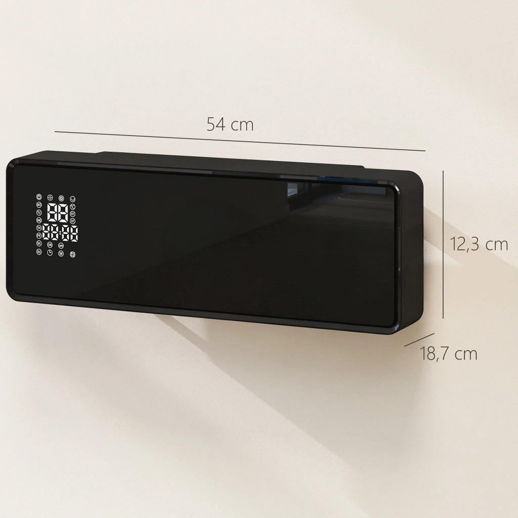Stufa Ceramica 2000W a Parete con 3 Modalità Temperatura Regolabile Timer Telecomando Blocco Bambini Nero