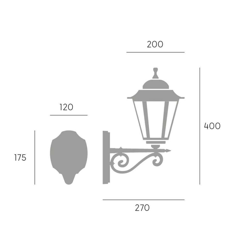 Applique Per Esterno 1 Luce In Alto In Alluminio Nero E27 Esagonale