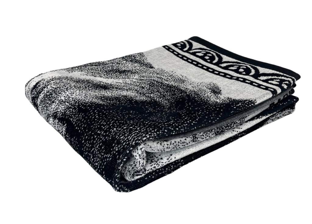 Telo Mare Jacquard Spugna Asciugamano Spiaggia Disegno Elephant KR - Telo Mare - Black-White