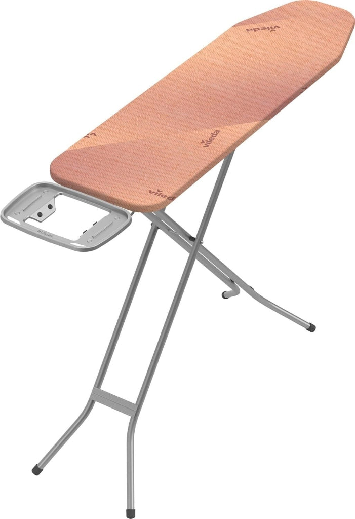 Vileda 174227 Leo Asse da Stiro con Poggia Ferro Piano 114x33 cm Altezza Regolabile 71-90 cm colore Silver e Arancio