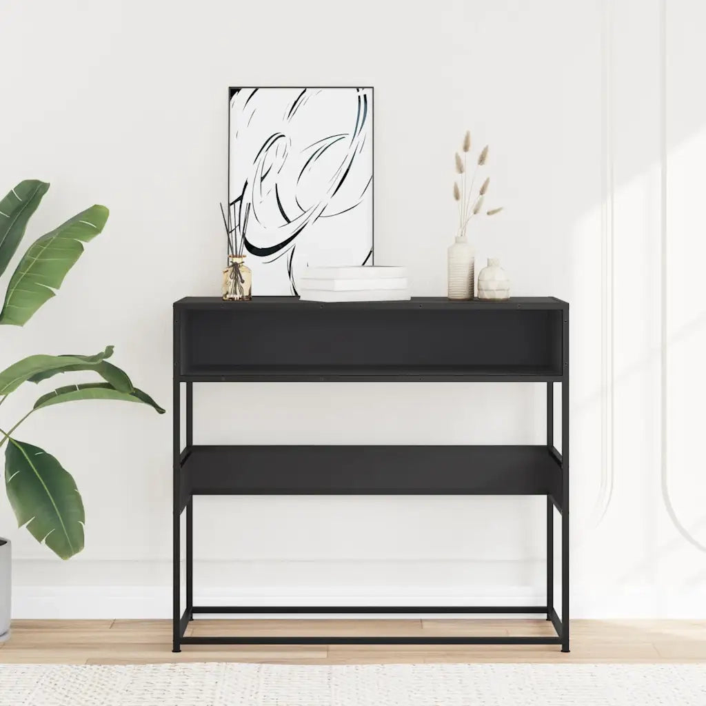 Tavolino Consolle Nero 90x35x80 cm in Legno Multistrato
