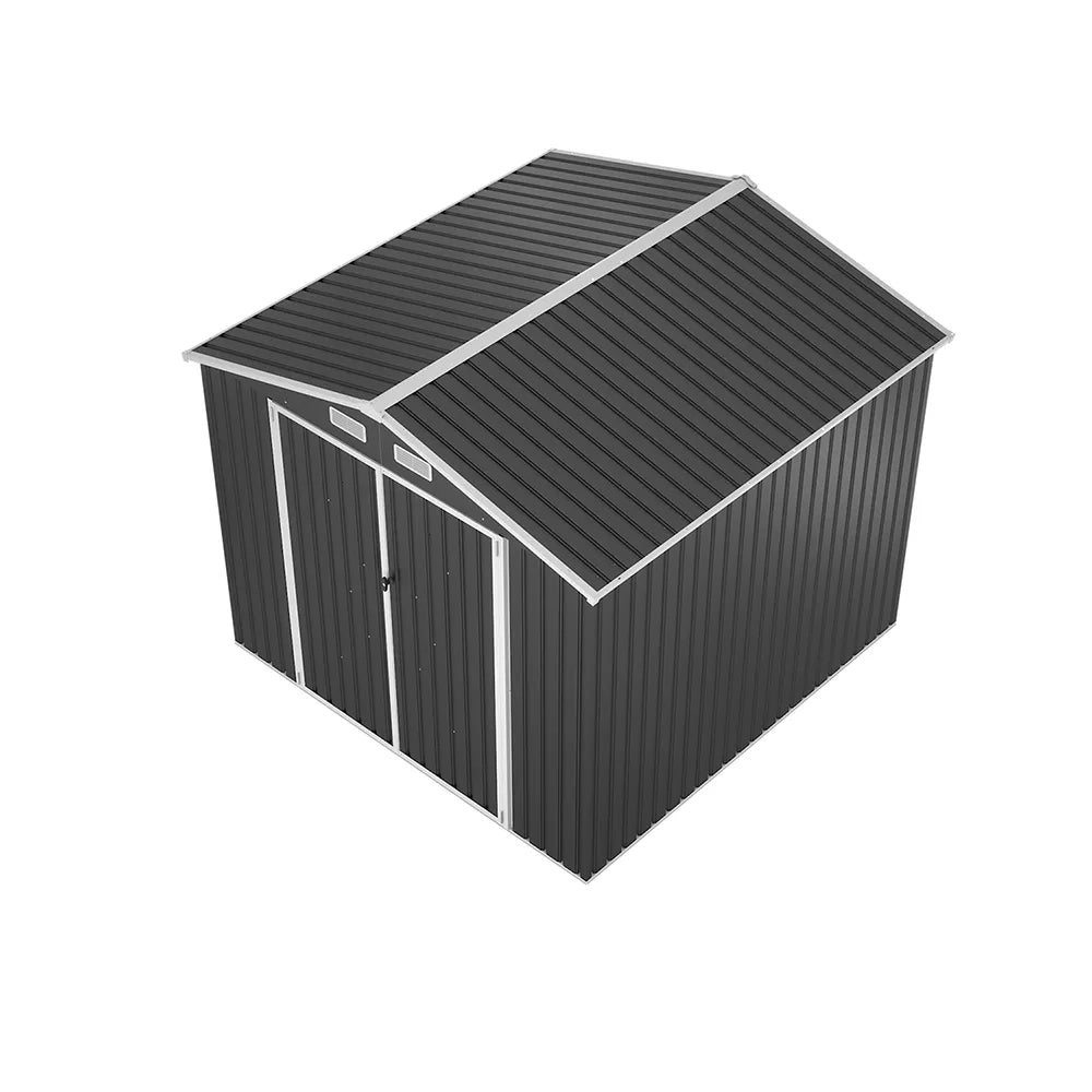 Casetta da giardino in acciaio zincato nero 2,56x2,56xh2,16m - 111kg - 6,55 metri quadri