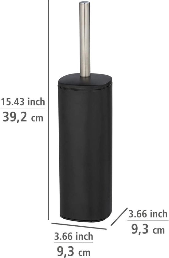 Sostegno per spazzola da bagno in piedi con spazzola da bagno e cappuccio spazzola intercambiabile 8,5 cm in acciaio inox nero 9,3 x 39,2 x 9,3 cm nero matte