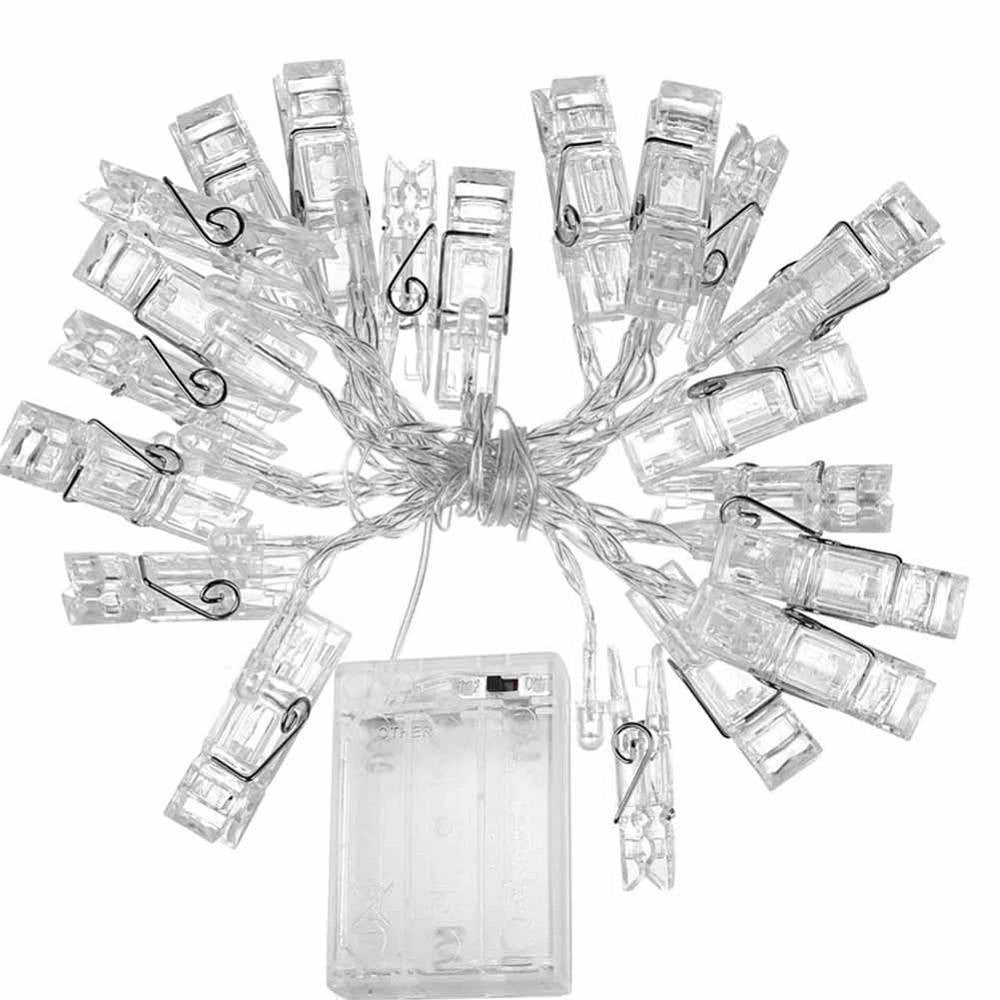 Trade Shop - Catena Luminosa 16 Mollette Led Ghirlanda Stringa Clip Appendere Foto Multicolor -