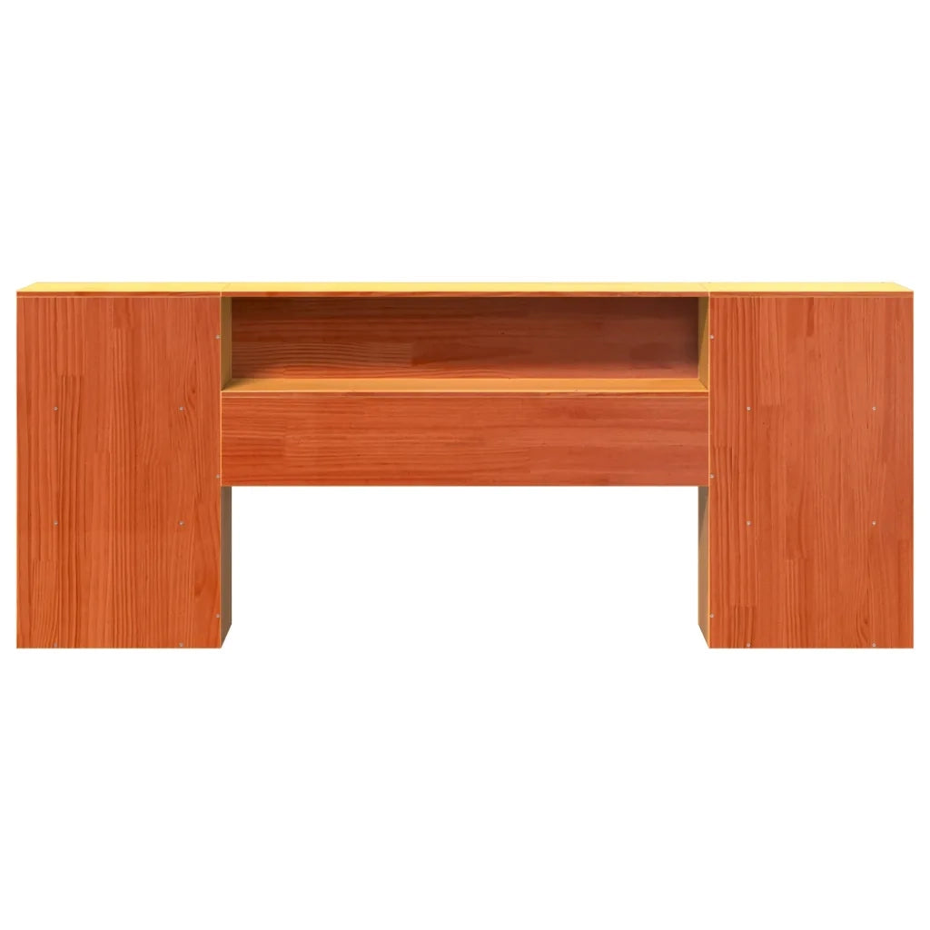 Testiera con Ripiani Marrone Cera 200 cm in Legno di Pino 855620