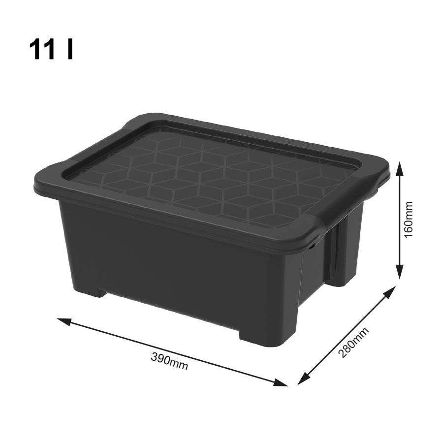 CONTENITORE CON COPERCHIO 11 L EVO EASY STORAGE NERO
