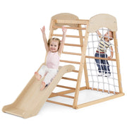 Area giochi interna 6 in 1 105 x 67 x 113 cm con rampa regolabile e barre di arrampicata design naturale 20_0010027