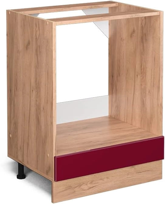 Mobile per forno da incasso R-Line, Rosso lucido, 60 cm senza piano di lavoro, per la libera combinazione all'interno di sistemi cucina modulari