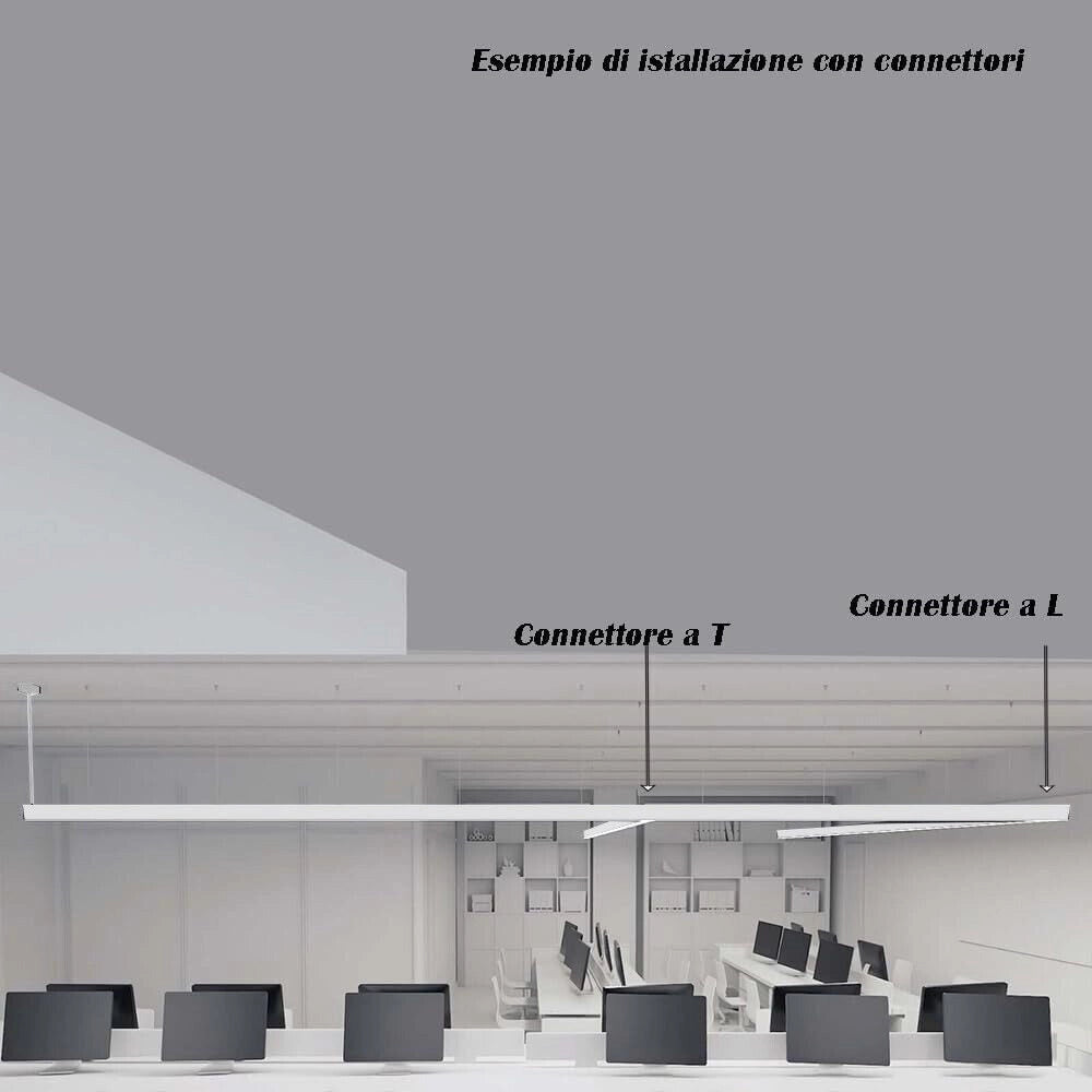 Trade Shop - Lampadario Led Lineare A Sospensione Soffitto 40w Modulare Tecnologia Cct Ll57-120c-3c - Bianco