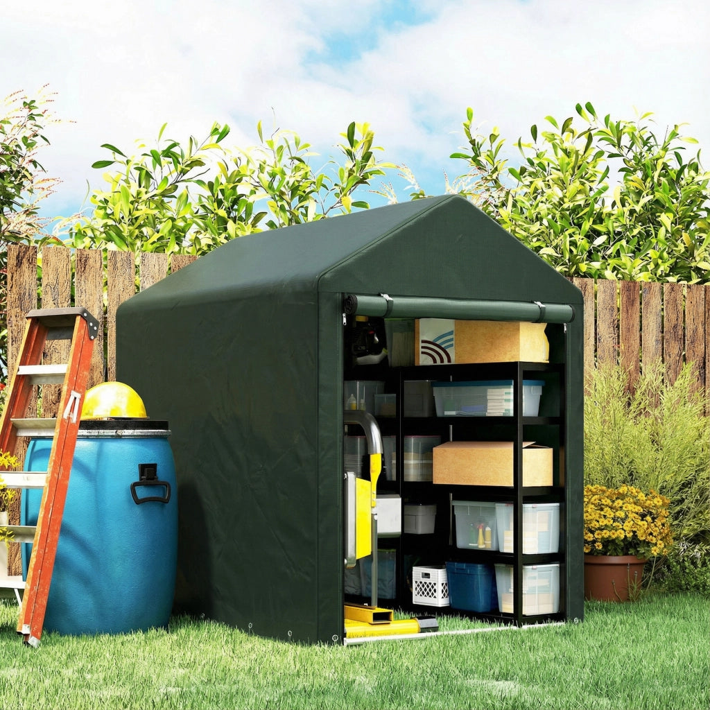 Capanna da giardino per biciclette con 2 camere ¨C zephmum ¨C Verde 120x180x165 cm
