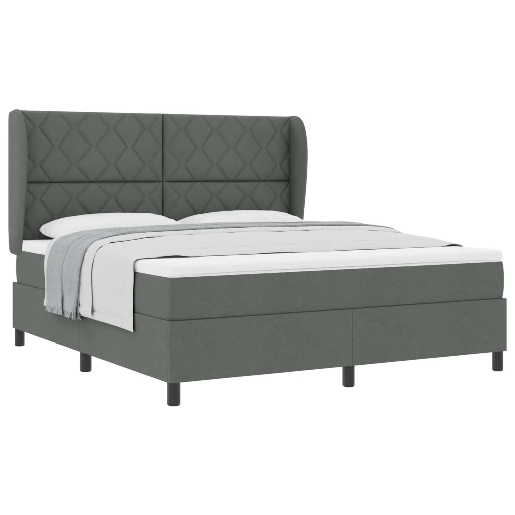 Letto a molle con testiera Grigio scuro 180 x 200 cm Tessuto 3340642