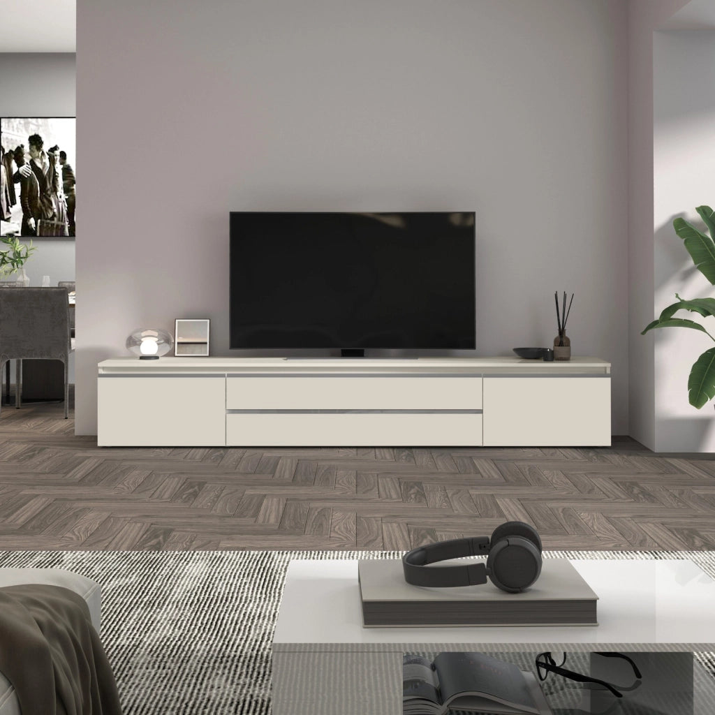 WHOUS Mobile porta tv Magic 2 ante e 2 cassetti centrali cashmere 240x40x40 cm