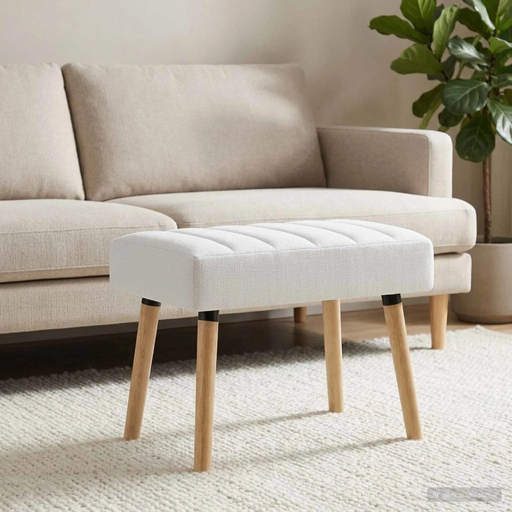 Panchina trapuntata a canale Bianco 60 x 40 x 45 cm Tessuto 42038470