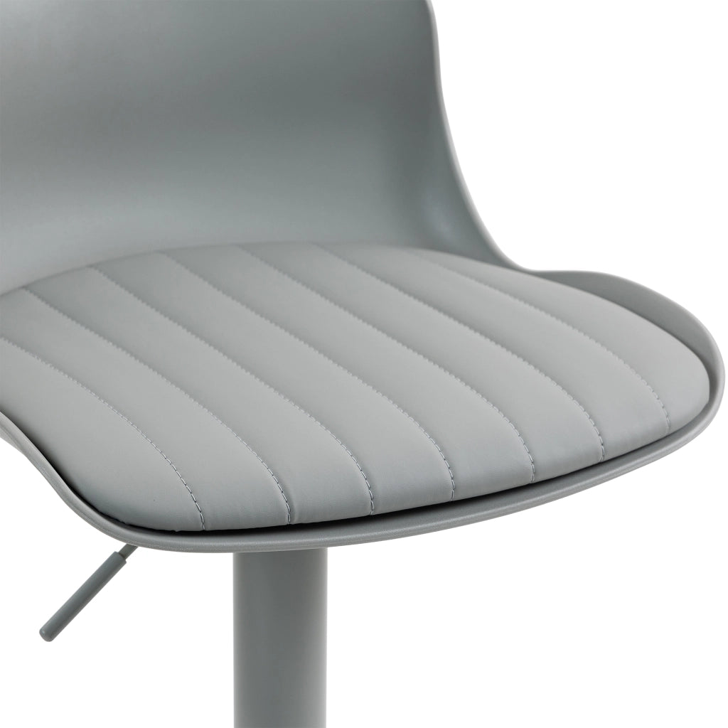 Sgabello da bar girevole con rotazione a 360 gradi schienale ergonomico e altezza regolabile in metallo imbottito grigio