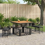 Set da Pranzo per Giardino 3 pz Nero e Grigio 42026756
