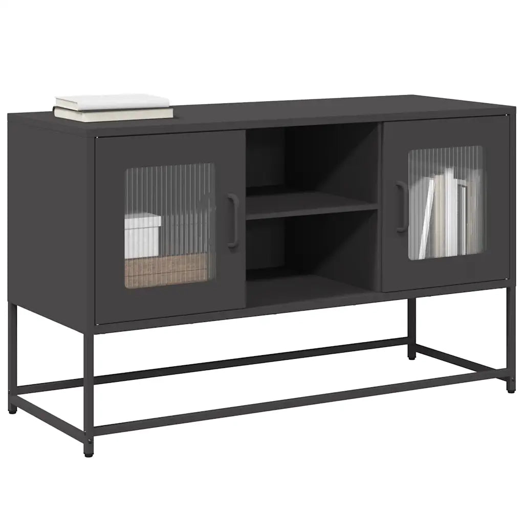 Mobile TV-Credenza per TV-Console TV Nero 100,5x39x60,5 cm in Acciaio 100759