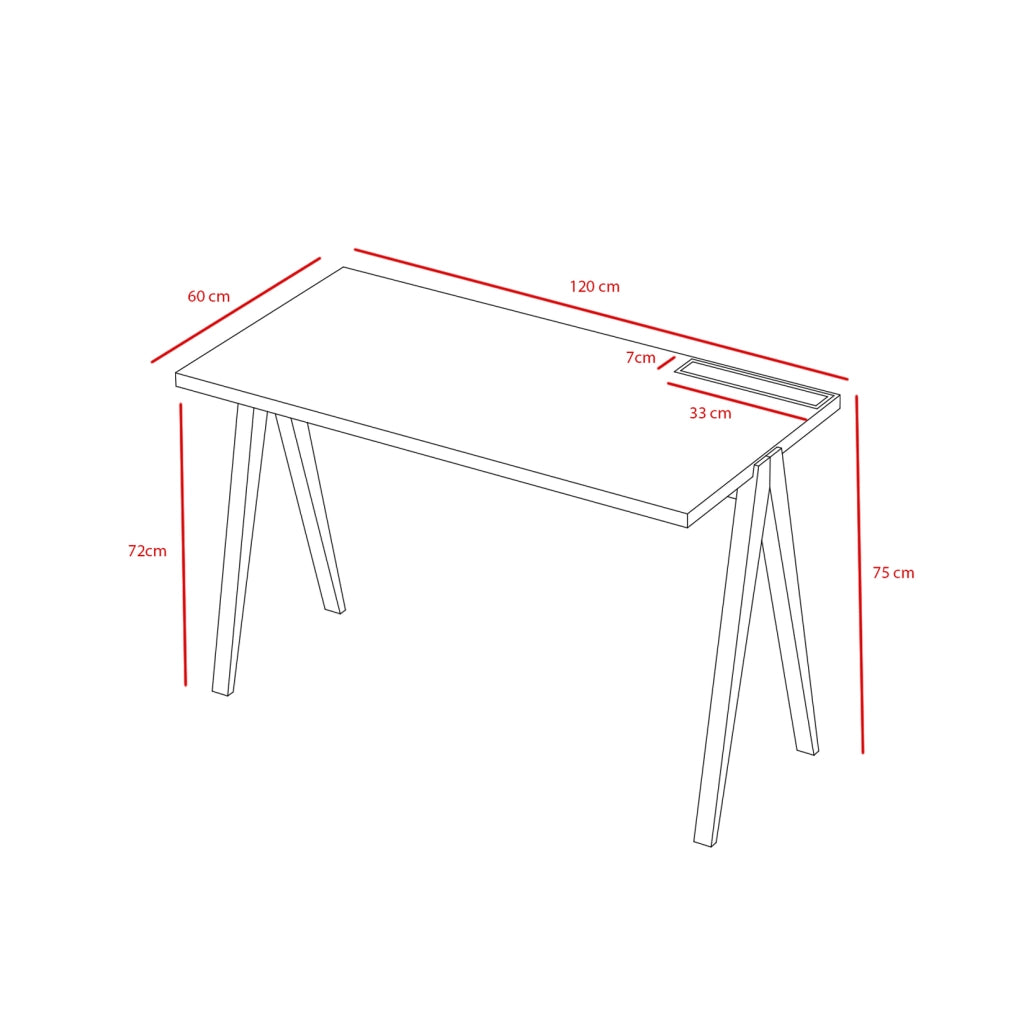 Scrivania Herdasa effetto noce chiaro gambe faggio in talpa 75x120x60