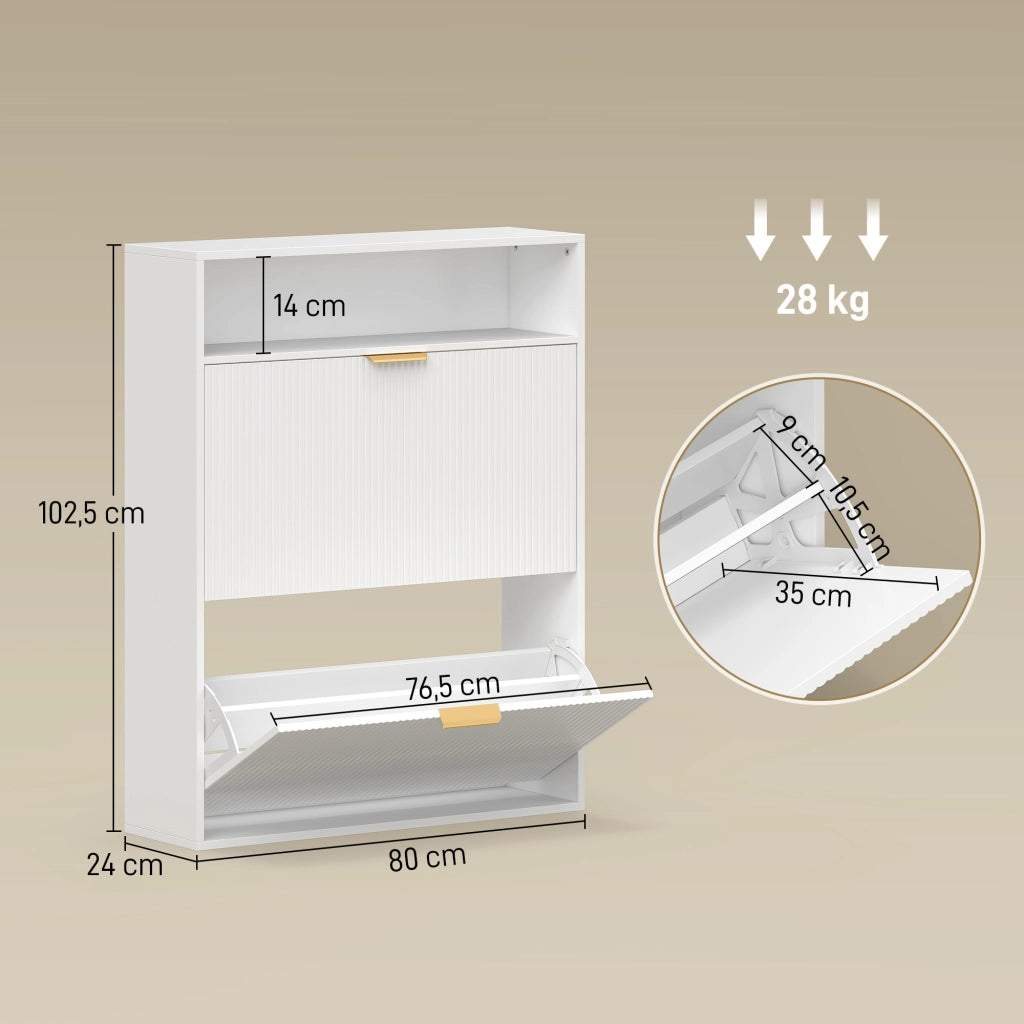 Scarpiera salvaspazio slim ¨C Xylo ¨C 2 ante ribaltabili bianco