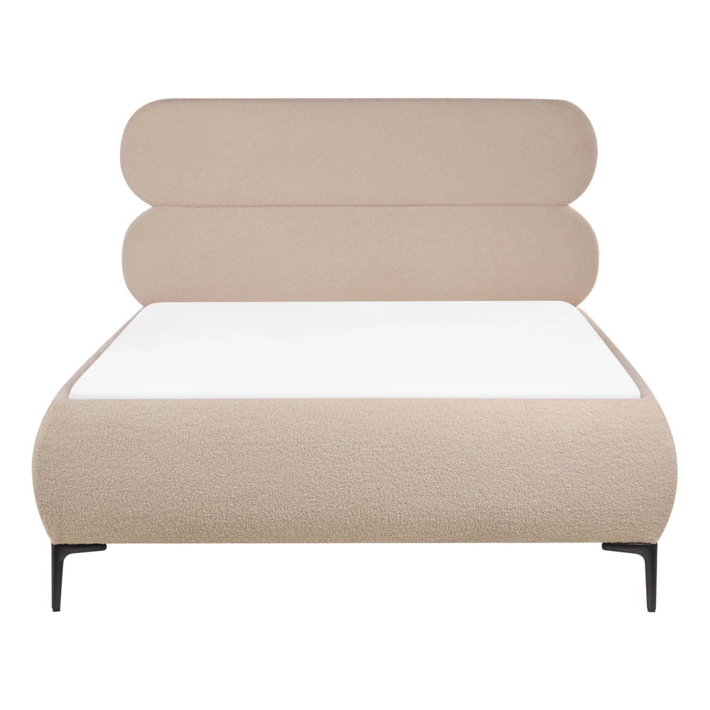 Letto matrimoniale con rete testiera in bouclè tortora gambe in metallo camera da letto 120 x 200 cm classica minimalista