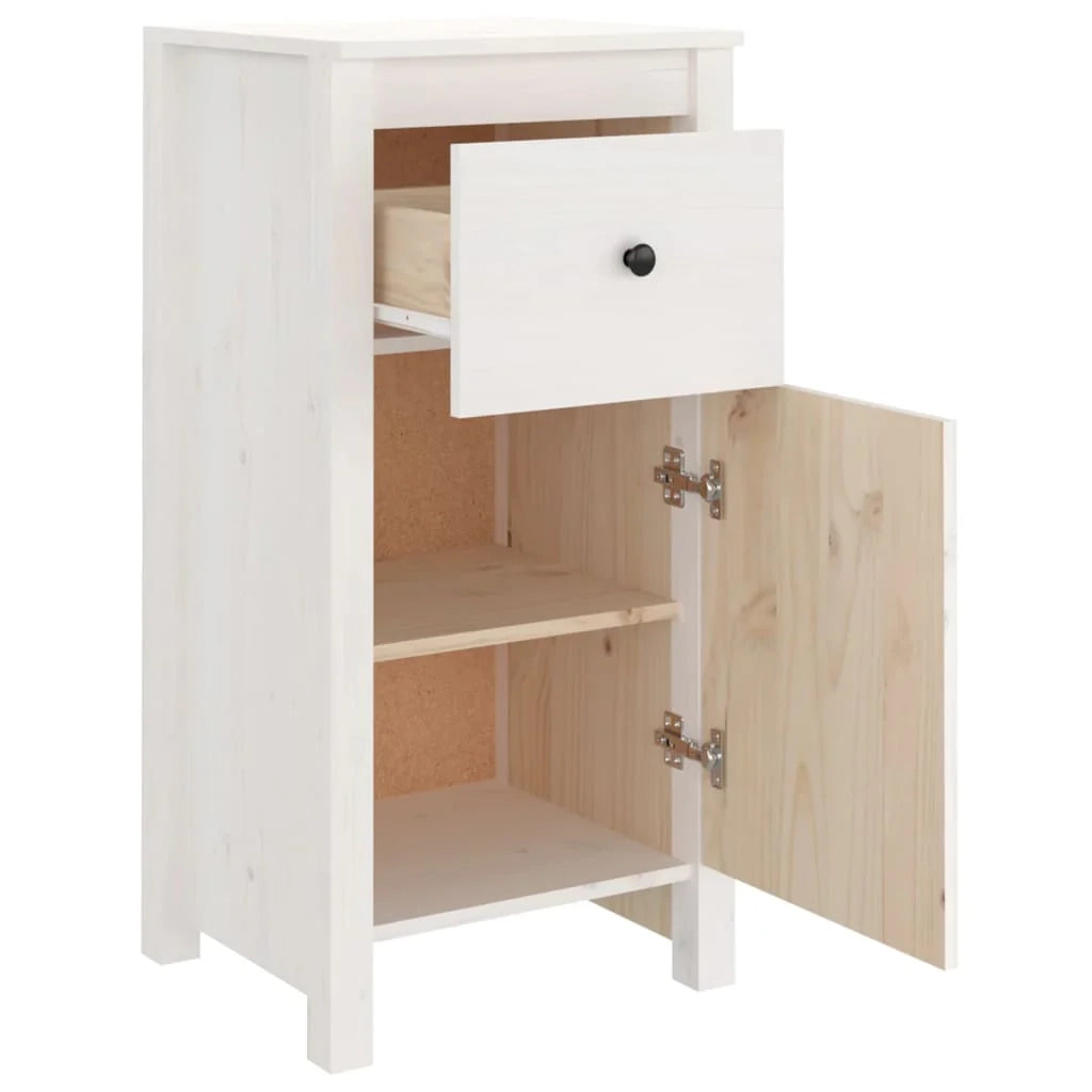Buffet credenza cassettiera armadio mobile contenitore organizer per cucina soggiorno salotti set da 2 40 x 35 x 80 cm legno massello di pino bianco 02_0036666