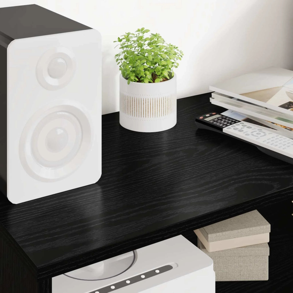 Mobile TV-Credenza per TV Rovere Nero 80 x 35 x 40 cm Legno multistrato