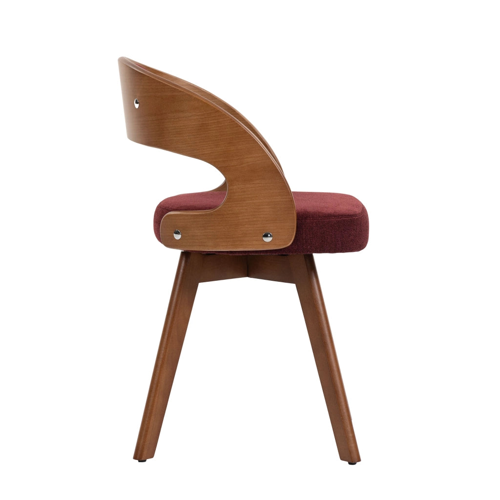 Sedia da Pranzo Girevole in Legno con Schienale Curvo e Cuscino in Tessuto ¨C Xylo ¨C Naturale
