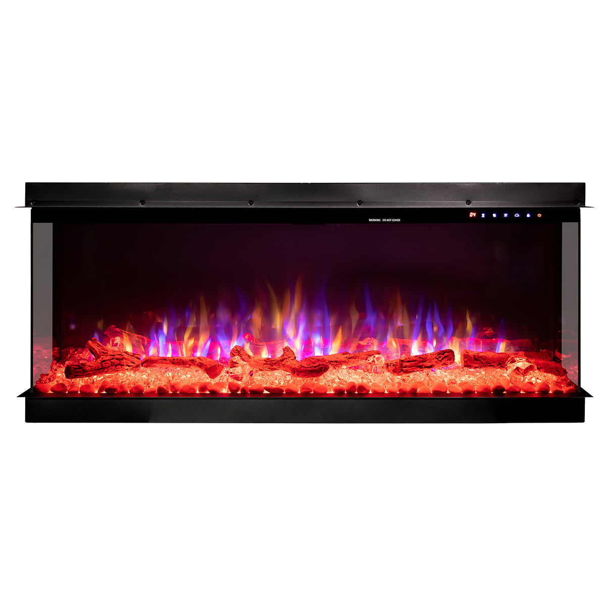 Camino Elettrico da Incasso 66x224x44 cm Effetto Fiamma 1500W Haiti 78 Nero