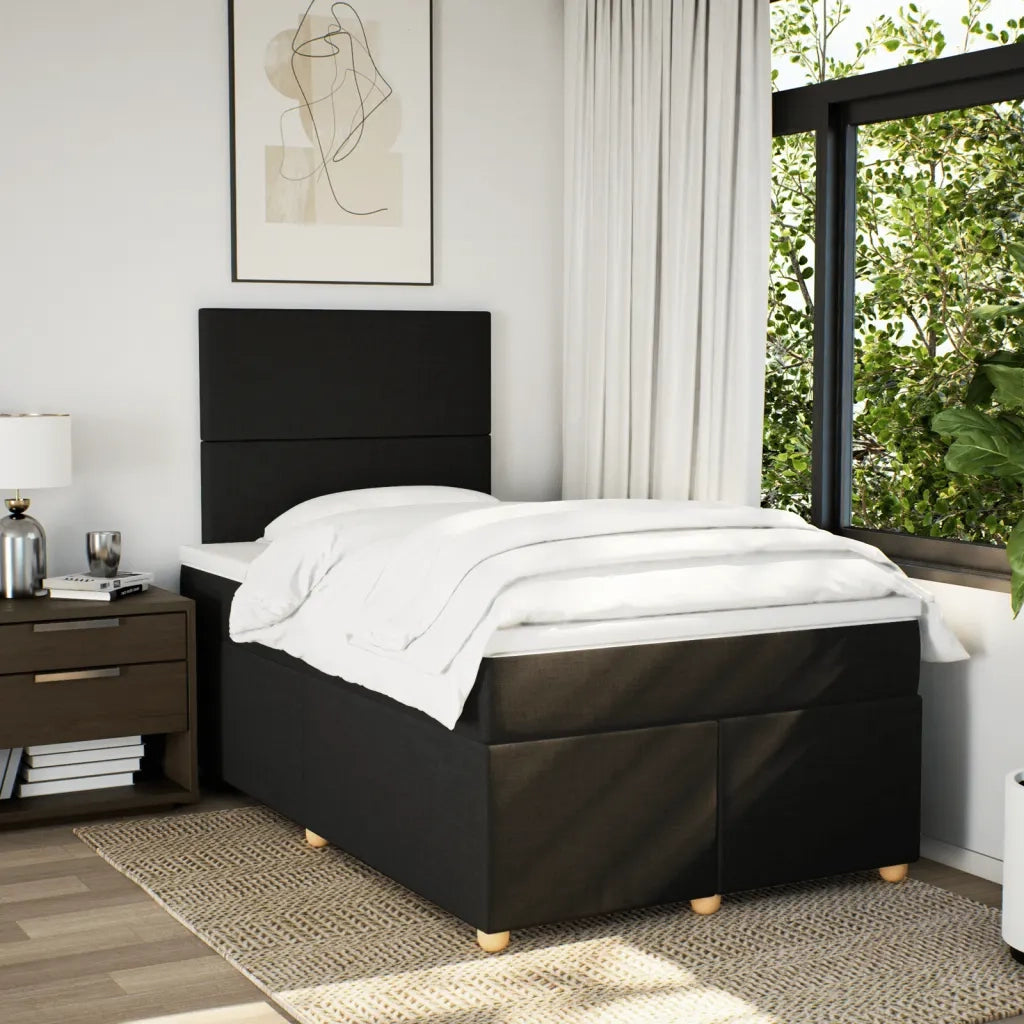 Giroletto a Molle con Materasso Nero 120x190 cm in Tessuto